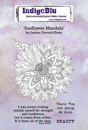Sunflower Mandala A6 Red Rubber Stamp by Janine Gerard-Shaw